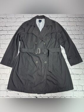 GAP Charcoal Gray Double-Breasted Cotton Trench Coat w/ Belt MINOR FLAW Size XXL